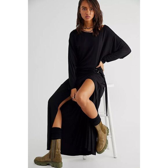 Free people - Alyssa Long Sleeve Wrap Dress size xs Black - Picture 1 of 7